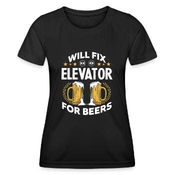 Will Fix Elevators - Elevator Mechanic Beer - Frauen Funktions-T-Shirt - Schwarz - Vorne - AI Model Female 172 light (172cm)