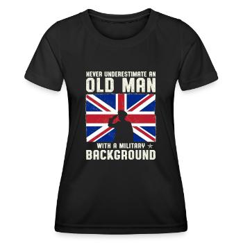Ne sous-estimez jamais un vieil homme avec une armée - T-shirt sport Femme - noir - Devant - AI Model Female 172 light (172cm)