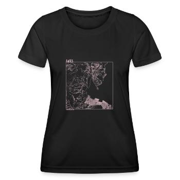 Monochrome minimal abstract illustration faces - Women's Functional T-Shirt - black - Front - AI Model Female 172 light (172cm)