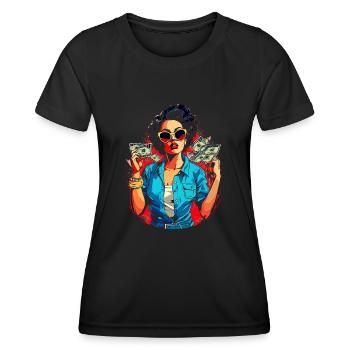 Beautiful female paint art Face colorful woman - Women's Functional T-Shirt - black - Front - AI Model Female 172 light (172cm)
