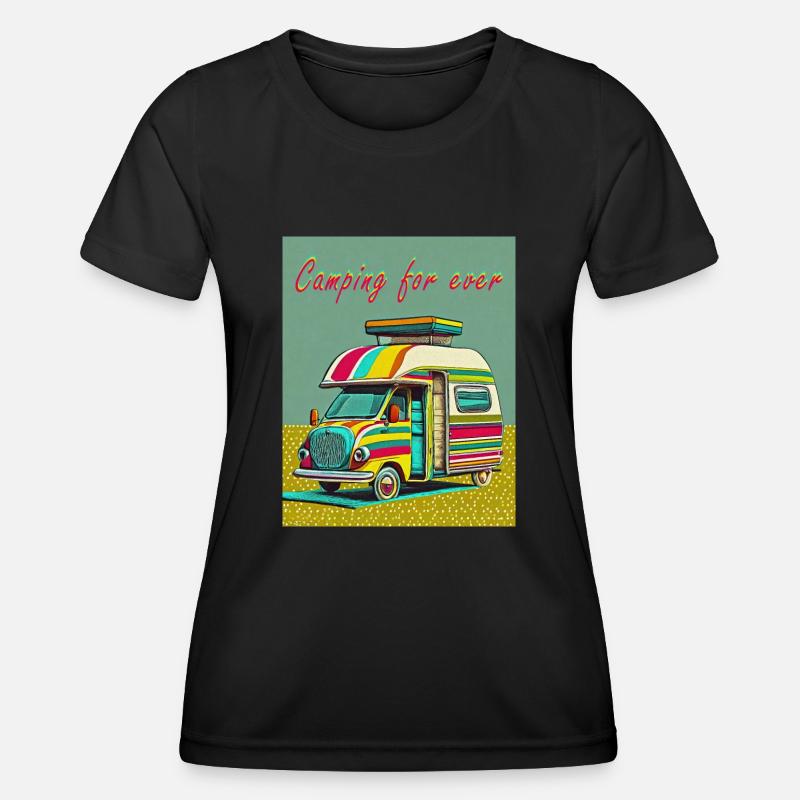 Camping forever - Women's Functional T-Shirt - black
