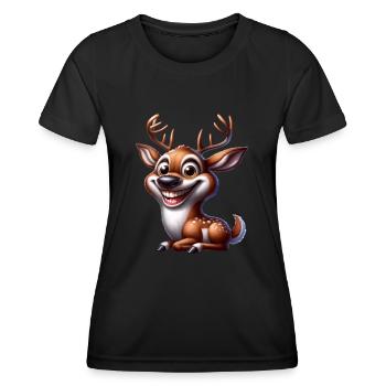 Renne de Noël - T-shirt sport Femme - noir - Devant - AI Model Female 172 light (172cm)