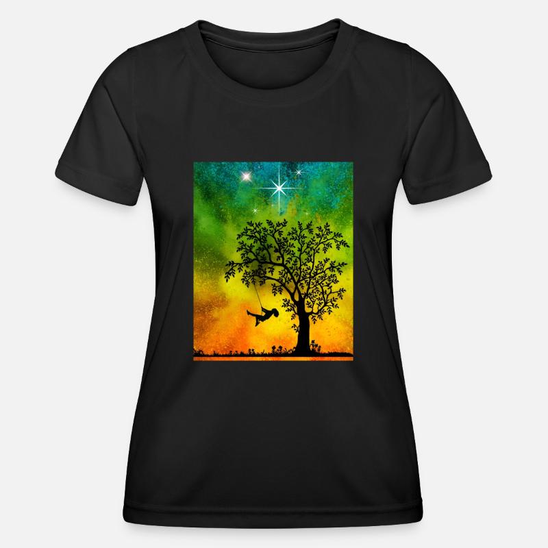 Child on the swing - Women's Functional T-Shirt - black