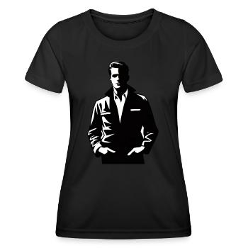 Noir Mystery: Mann im Schatten - Frauen Funktions-T-Shirt - Schwarz - Vorne - AI Model Female 172 light (172cm)