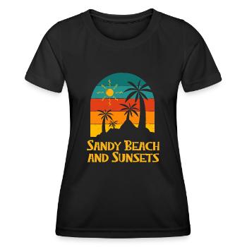 Sandy Beach and Sunsets Vacation Ocean Trip Beach - Women's Functional T-Shirt - black - Front - AI Model Female 172 light (172cm)