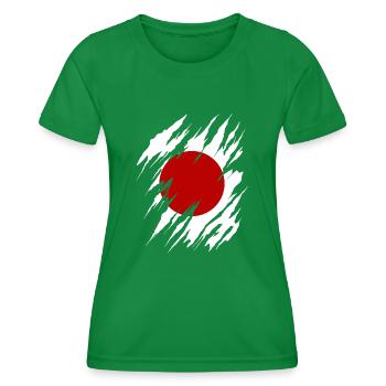 Japan Flag Used Look Nihon Japanese Flag - Women's Functional T-Shirt - kelly green - Front - AI Model Female 172 dark (172cm)
