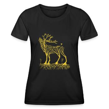 Forest deer in yellow - Women's Functional T-Shirt - black - Front - AI Model Female 172 light (172cm)