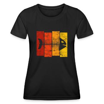 Arêtes de poisson pour pêcheurs, pêcheurs et enfants | Poissons - T-shirt sport Femme - noir - Devant - AI Model Female 172 light (172cm)