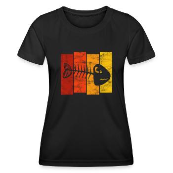 Arêtes de poisson pour pêcheurs, pêcheurs et enfants | Poissons - T-shirt sport Femme - noir - Devant - AI Model Female 172 light (172cm)