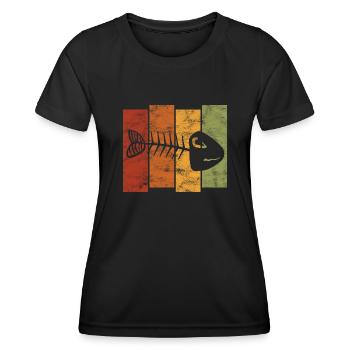 Arêtes de poisson pour pêcheurs, pêcheurs et enfants | Poissons - T-shirt sport Femme - noir - Devant - AI Model Female 172 light (172cm)