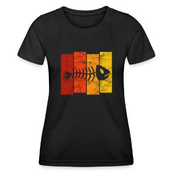 Arêtes de poisson pour pêcheurs, pêcheurs et enfants | Poissons - T-shirt sport Femme - noir - Devant - AI Model Female 172 light (172cm)