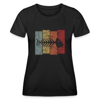 Arête de poisson pour les pêcheurs, les pêcheurs et les enfants | Poissons - T-shirt sport Femme - noir - Devant - AI Model Female 172 light (172cm)