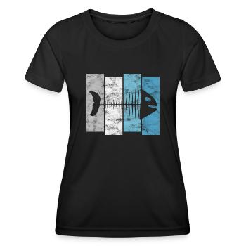 Arête de poisson pour les pêcheurs, les pêcheurs et les enfants | Poissons - T-shirt sport Femme - noir - Devant - AI Model Female 172 light (172cm)