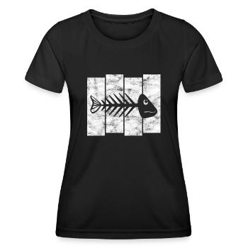 Arête de poisson pour les pêcheurs, les pêcheurs et les enfants | Poissons - T-shirt sport Femme - noir - Devant - AI Model Female 172 light (172cm)