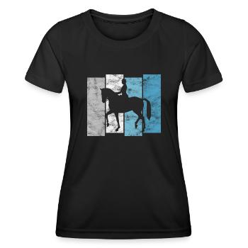Dressage Cavalier de dressage Cheval d’équitation - T-shirt sport Femme - noir - Devant - AI Model Female 172 light (172cm)
