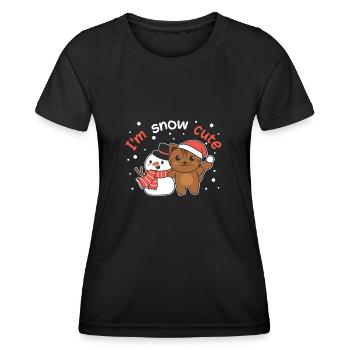 Cat I’m snow cute snowman snow pun snow pun - T-shirt sport Femme - noir - Devant - AI Model Female 172 light (172cm)