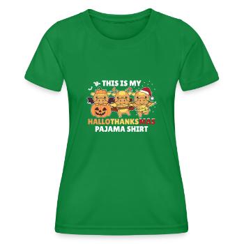 Hellothanksmas Chemise Pyjama Dragon Christmas Animal - T-shirt sport Femme - vert - Devant - AI Model Female 172 dark (172cm)