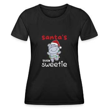 Hippo Christmas Santa's little sweetie - Women's Functional T-Shirt - black - Front - AI Model Female 172 light (172cm)
