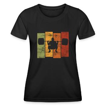 Musculation Bodybuilder GYM Fitnessstudio Retro - T-shirt sport Femme - noir - Devant - AI Model Female 172 light (172cm)