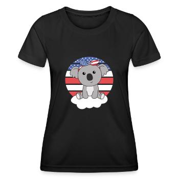 Koala für den vierten Juli amerika Flagge USA - Frauen Funktions-T-Shirt - Schwarz - Vorne - AI Model Female 172 light (172cm)