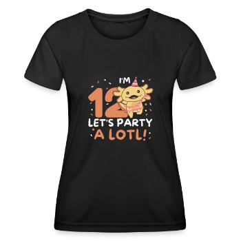 12ème anniversaire Axolotl douze ans doux Axolotls - T-shirt sport Femme - noir - Devant - AI Model Female 172 light (172cm)
