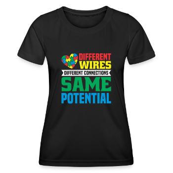 sensibilisation à l’autisme différents fils même potentiel - T-shirt sport Femme - noir - Devant - AI Model Female 172 light (172cm)