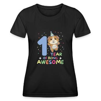 Meerschweinchen zum 1. Geburtstag für Kinder - Frauen Funktions-T-Shirt - Schwarz - Vorne - AI Model Female 172 light (172cm)
