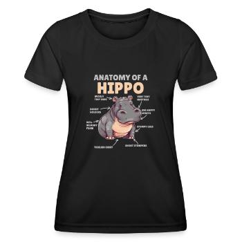 Explication de l’hippopotame doux Anatomie d’un hippopotame - T-shirt sport Femme - noir - Devant - AI Model Female 172 light (172cm)
