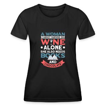 Book lover design with books for literature - Women's Functional T-Shirt - black - Front - AI Model Female 172 light (172cm)
