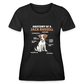 Explication du chien Anatomie de Jack Russell - T-shirt sport Femme - noir - Devant - AI Model Female 172 light (172cm)