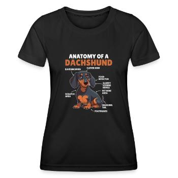 Explication du chien Anatomie d’un teckel - T-shirt sport Femme - noir - Devant - AI Model Female 172 light (172cm)