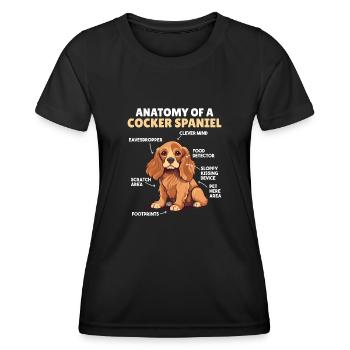 Explication du chien Anatomie d’un cocker - T-shirt sport Femme - noir - Devant - AI Model Female 172 light (172cm)