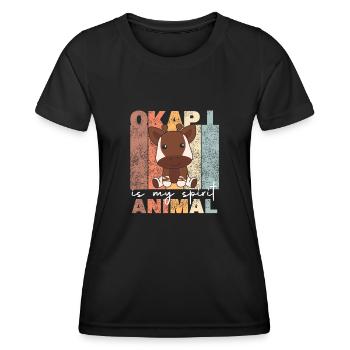 L’okapi est mon animal spirituel - Okapi doux - T-shirt sport Femme - noir - Devant - AI Model Female 172 light (172cm)