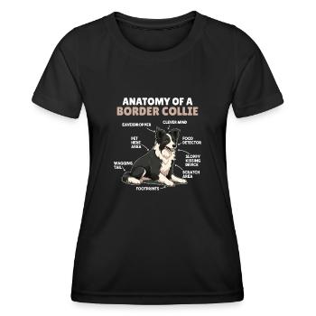 Explication du chien Anatomie d’un Border Collie - T-shirt sport Femme - noir - Devant - AI Model Female 172 light (172cm)