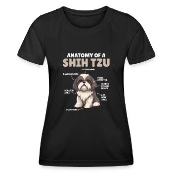 Explication du chien Anatomie d’un Shih Tzu - T-shirt sport Femme - noir - Devant - AI Model Female 172 light (172cm)