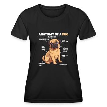 Explication du chien Anatomie d’un carlin - T-shirt sport Femme - noir - Devant - AI Model Female 172 light (172cm)