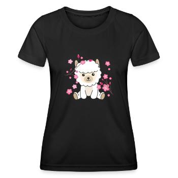 Alpaka süße Tiere für Kinder Kawaii - Frauen Funktions-T-Shirt - Schwarz - Vorne - AI Model Female 172 light (172cm)