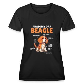 Explication du chien Anatomie d’un beagle - T-shirt sport Femme - noir - Devant - AI Model Female 172 light (172cm)