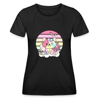 Kawaii Gothic Raccoon Pastel Gothic - Women's Functional T-Shirt - black - Front - AI Model Female 172 light (172cm)