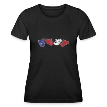 Axolotl für den vierten Juli USA Flagge Axolotls - Frauen Funktions-T-Shirt - Schwarz - Vorne - AI Model Female 172 light (172cm)