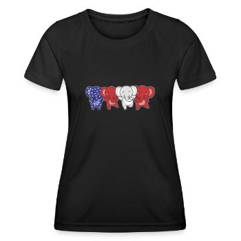 Elefant für den vierten Juli USA Flagge Elefanten - Frauen Funktions-T-Shirt - Schwarz - Vorne - AI Model Female 172 light (172cm)