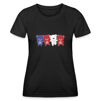 Bär für den vierten Juli USA Flagge Bären - Frauen Funktions-T-Shirt - Schwarz - Vorne - AI Model Female 172 light (172cm)