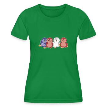 Pinguin für den vierten Juli USA Flagge Pinguine - Frauen Funktions-T-Shirt - Kelly Green - Vorne - AI Model Female 172 dark (172cm)