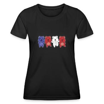 Quokka für den vierten Juli USA Flagge Quokkas - Frauen Funktions-T-Shirt - Schwarz - Vorne - AI Model Female 172 light (172cm)