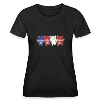Fuchs für den vierten Juli USA Flagge Füchse - Frauen Funktions-T-Shirt - Schwarz - Vorne - AI Model Female 172 light (172cm)