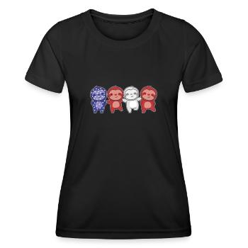 Faultier für den vierten Juli USA Flagge Faultiere - Frauen Funktions-T-Shirt - Schwarz - Vorne - AI Model Female 172 light (172cm)