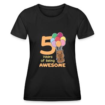 Capybara for 5th birthday children five years old - Women's Functional T-Shirt - black - Front - AI Model Female 172 light (172cm)