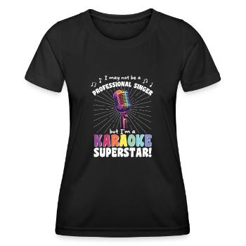 Un chanteur de karaoké dit superstar du karaoké rétro - T-shirt sport Femme - noir - Devant - AI Model Female 172 light (172cm)