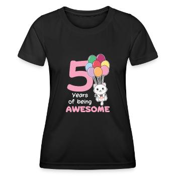 Cat for 5th birthday children five years old - Women's Functional T-Shirt - black - Front - AI Model Female 172 light (172cm)