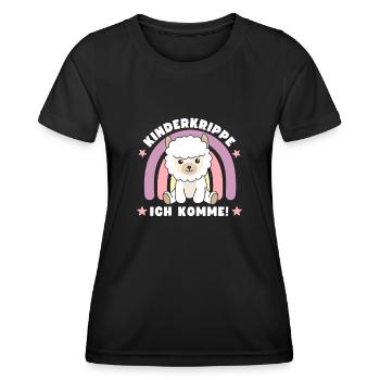 Kinderkrippe Ich Komme! Alpaka - Frauen Funktions-T-Shirt - Schwarz - Vorne - AI Model Female 172 light (172cm)